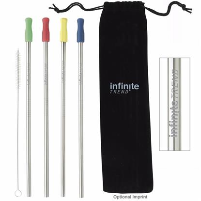 Picture of 4 Metal Straws in Pouch