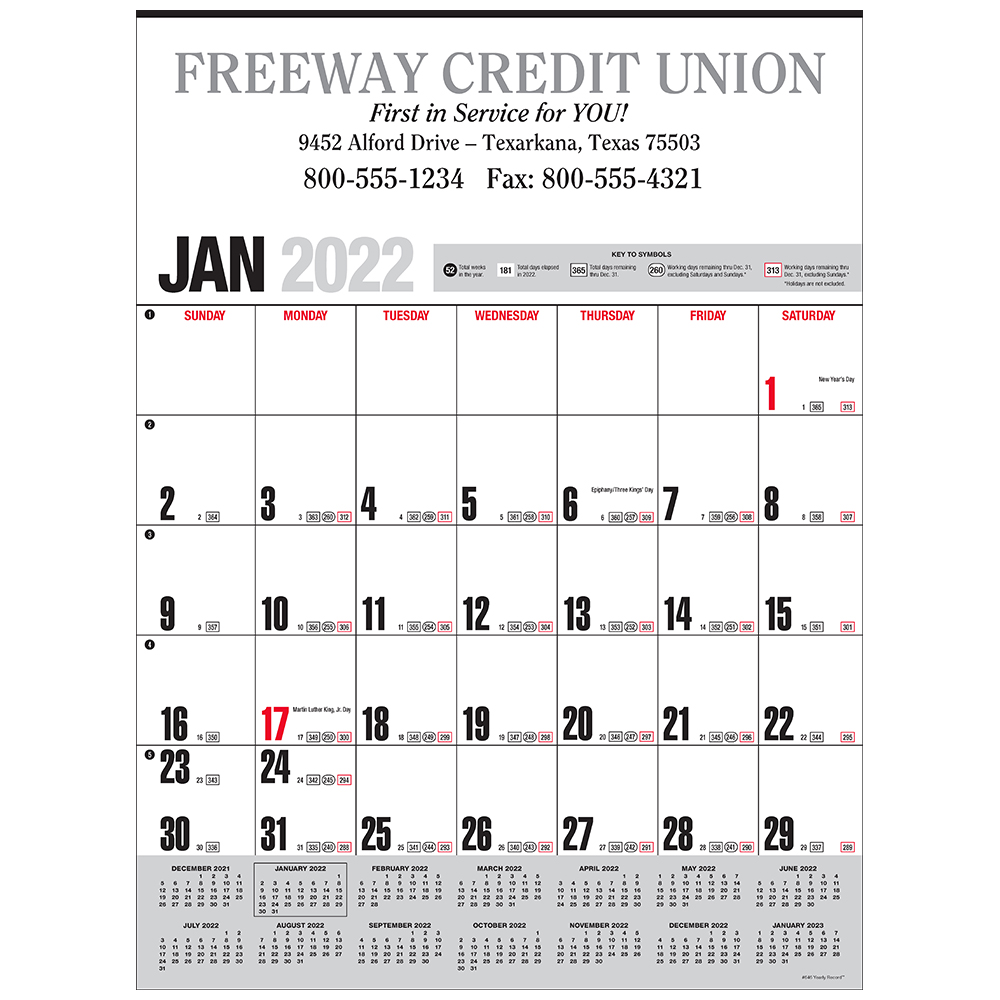 Yearly Record® Gray with Red Calendar | Koozie Group