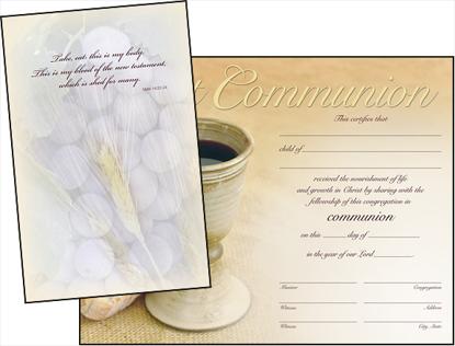 First Communion Keepsakes Certificate