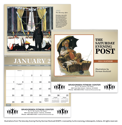 The Saturday Evening Post Deluxe Pocket calendar combined ad image