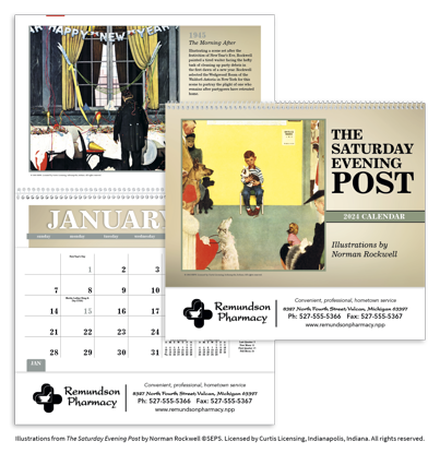 The Saturday Evening Post Pocket calendar combined ad image