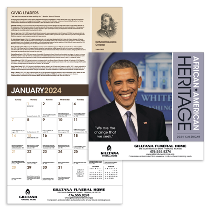 African-American Heritage Barack Obama calendar combined ad image