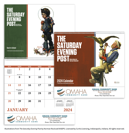 The Saturday Evening Post - Spiral calendar combined ad image