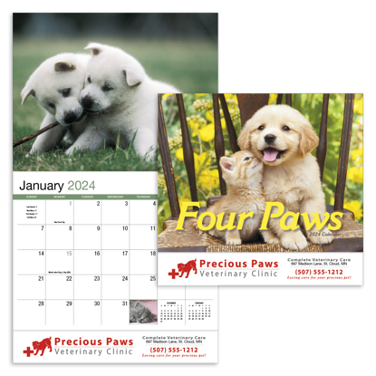 Four Paws Appointment Calendar - Stapled	 calendar combined ad image
