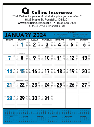 Blue & Black Contractor's Memo (13-sheet) calendar ad image