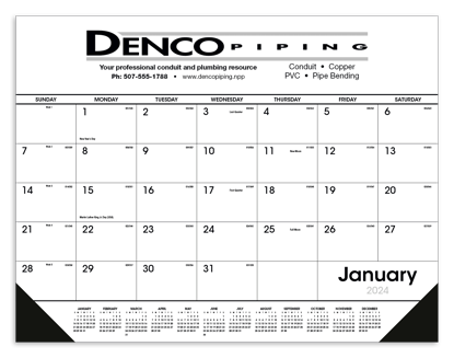 Black & White Desk Pad with Vinyl Corners calendar ad image