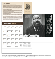 African-American Heritage: Dr. M Luther King Jr. calendar combined blank image