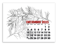 2-Color Stick Up Grid English (13-Month) calendar image