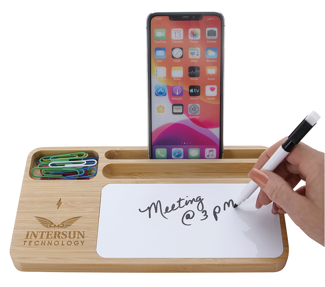 Bamboo 10W Wireless Charging Base with Dry Erase Board Koozie Group