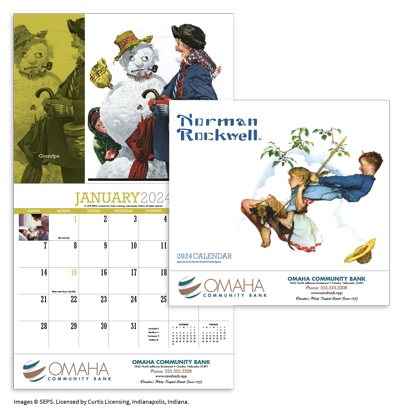 	Norman Rockwell Appointment Calendar - Stapled calendar combined ad image