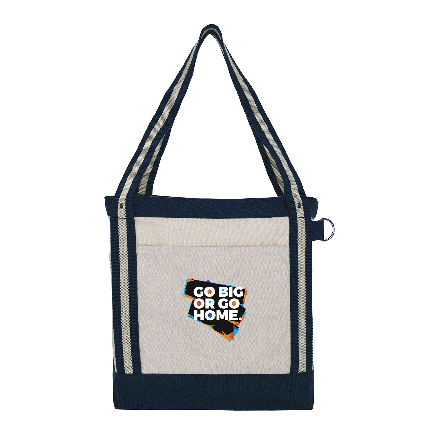 V Natural Striped Recycled Cotton Boat Bag