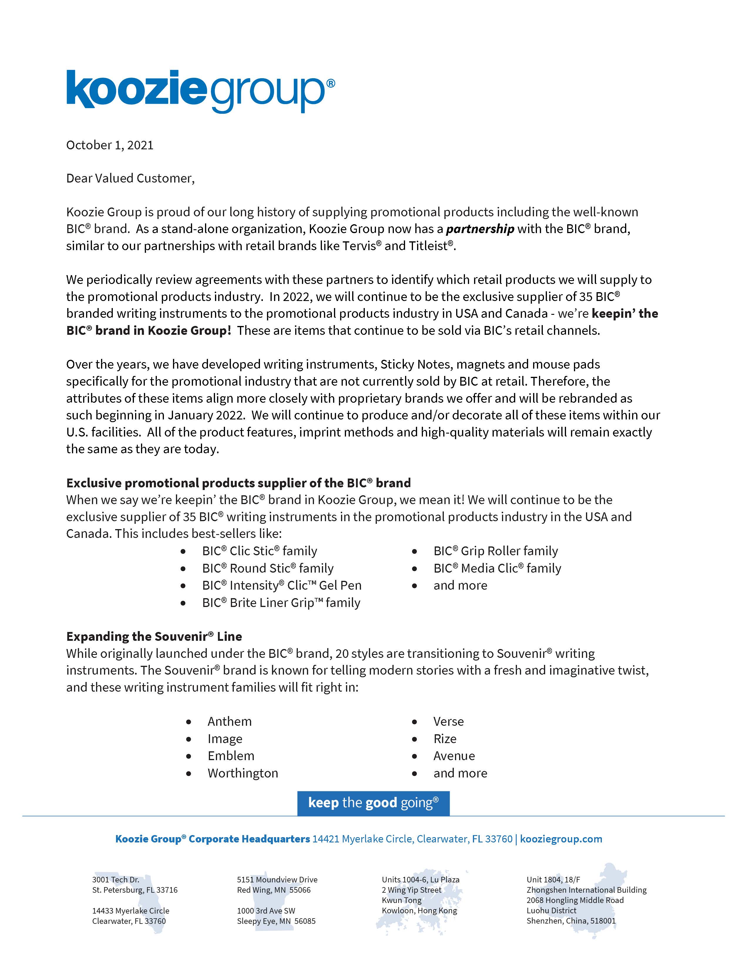 BIC Transition Letter