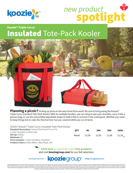Koozie® Triple-Carry Insulated Tote-Pack Kooler Spotlight (.pdf)
