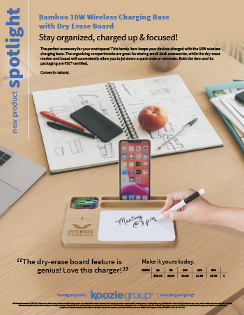 New Product Spotlight - Bamboo Wireless Charger Dry Erase Board (.pdf)